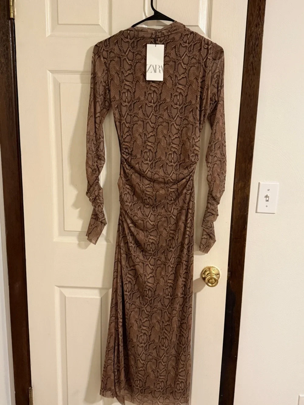 Zara Brown Snakeskin-Print Dress - Picture 5 of 8